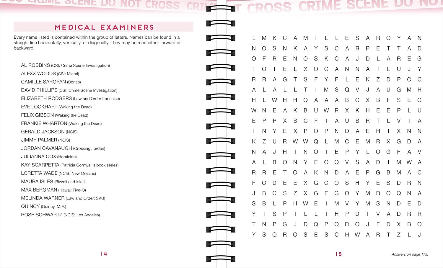 CSI Puzzle Book Crime Scene Logic Crosswords Cryptograms Spiral Bound