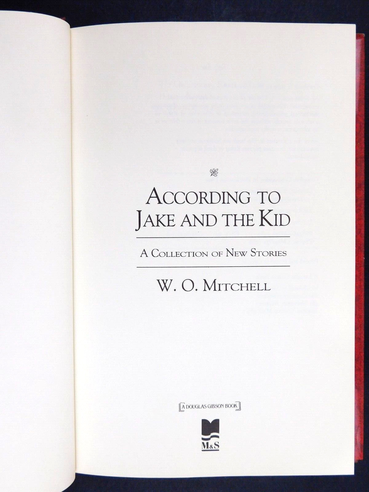 W. O. MITCHELL Collection of New Stories 1989 1st edition 280 pages HCDJ Unread