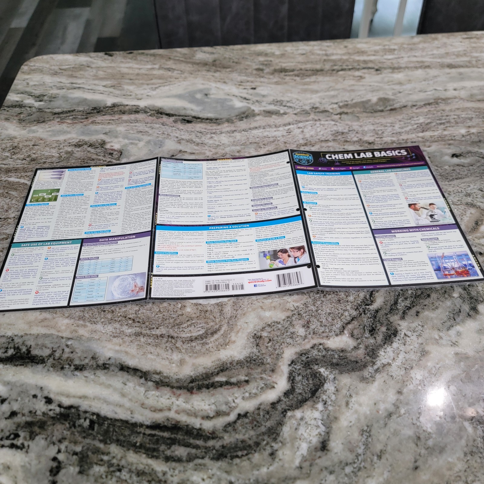 Quick Study Chem Lab Basics Laminated Study Guide Periodic Table Safety