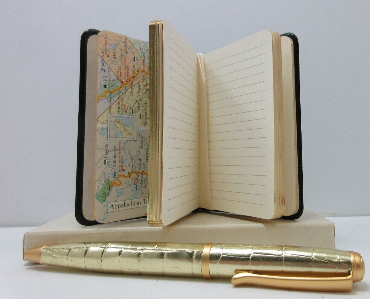 APPALACHIAN TRAIL 3×4″ MIN Guide Leather Cover Notebook w Maps Info 160 Pgs NAVY
