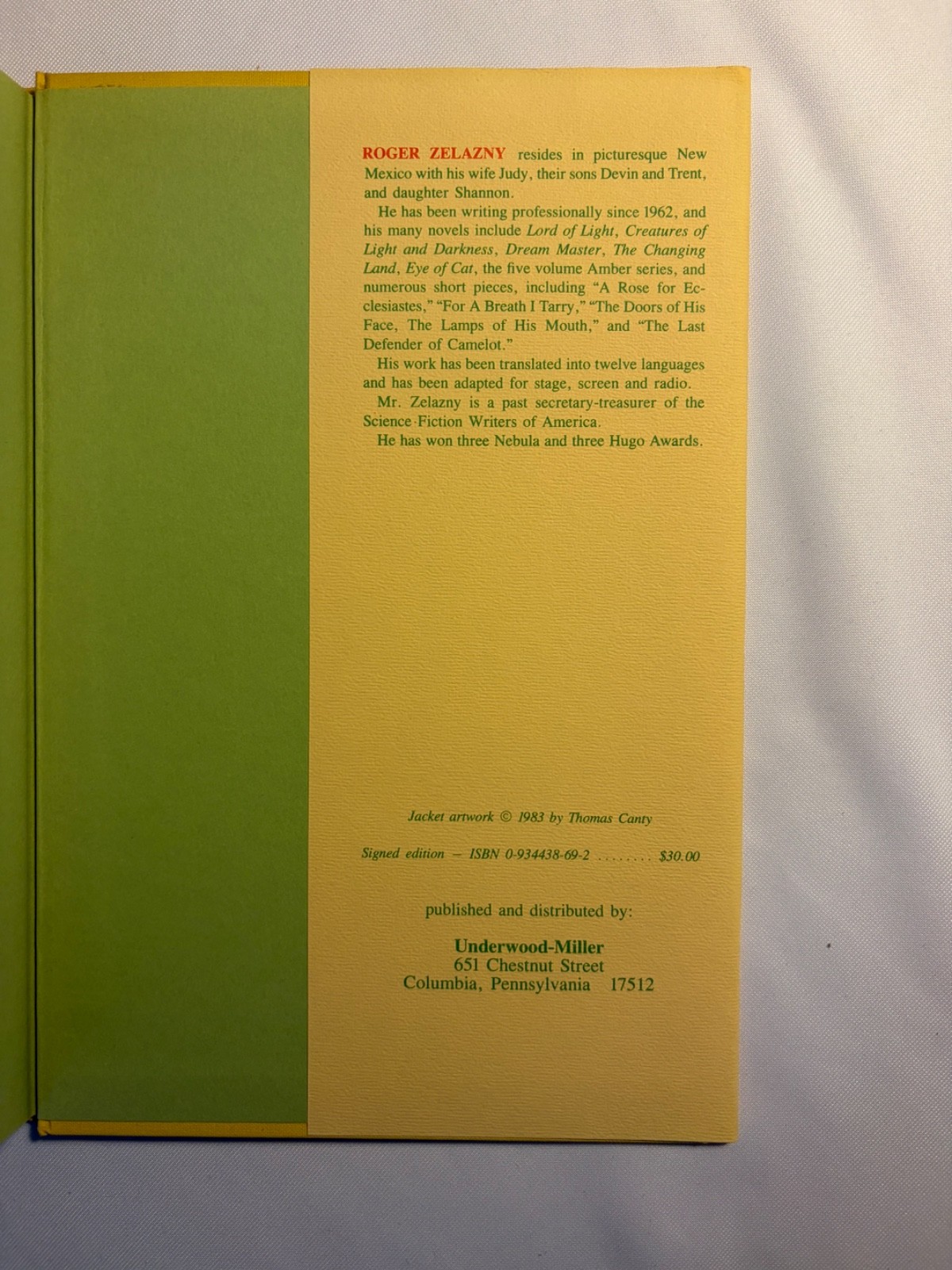 Dilvish, the Damned by Roger Zelazny No. 227 of 333 signed 1st cloth edition