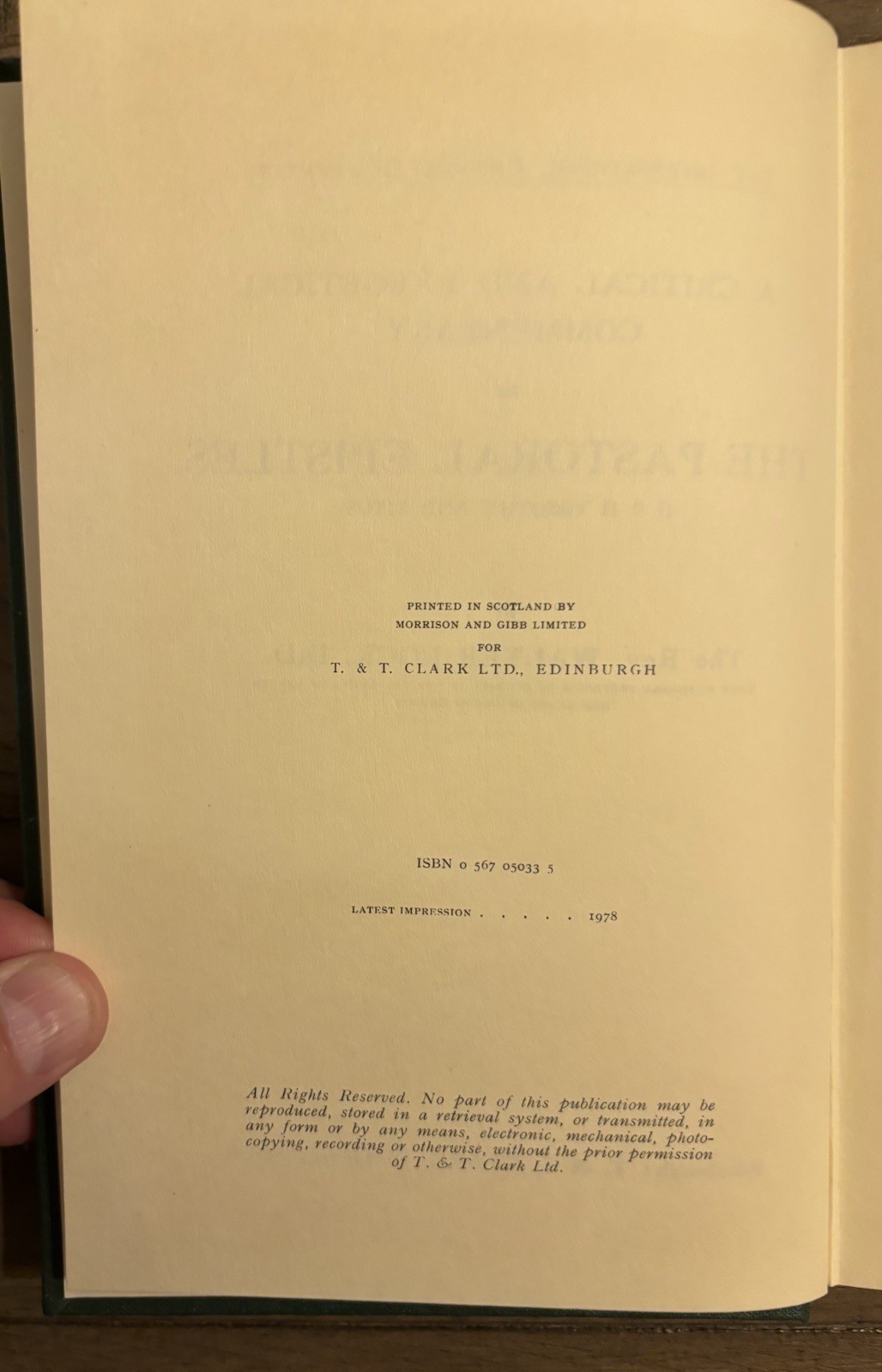 A Critical and Exegetical Commentary on the Pastoral Epistles by Walter Lock