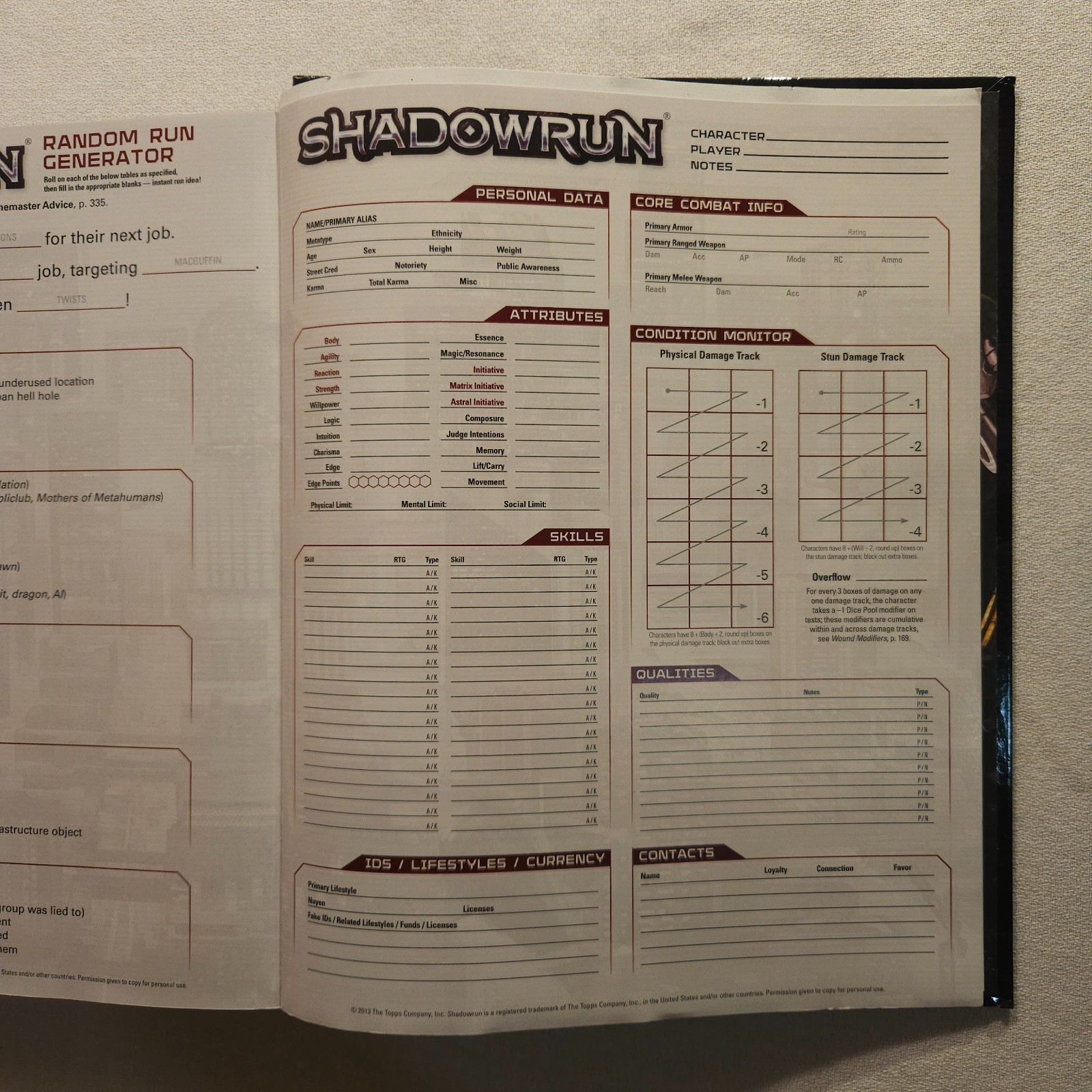 Shadowrun Core Rulebook 5th edition Catalyst Game Labs 2013 Hardcover TTRPG