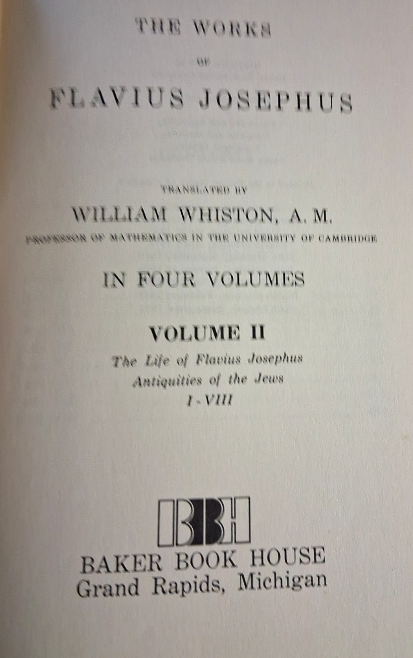 “Works of Josephus” Replacement Volume II Baker Book House Hardcover Set 1980