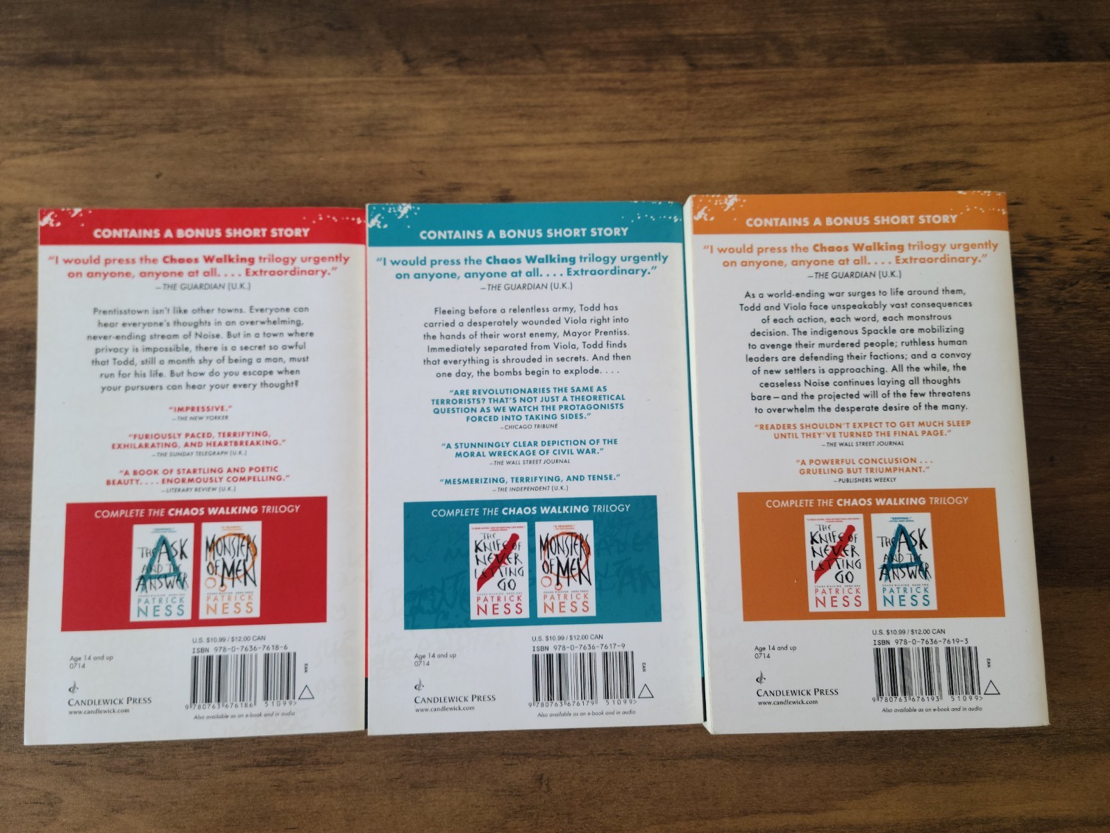 Lot of 3 Patrick Ness TPBs – Complete Chaos Walking Trilogy