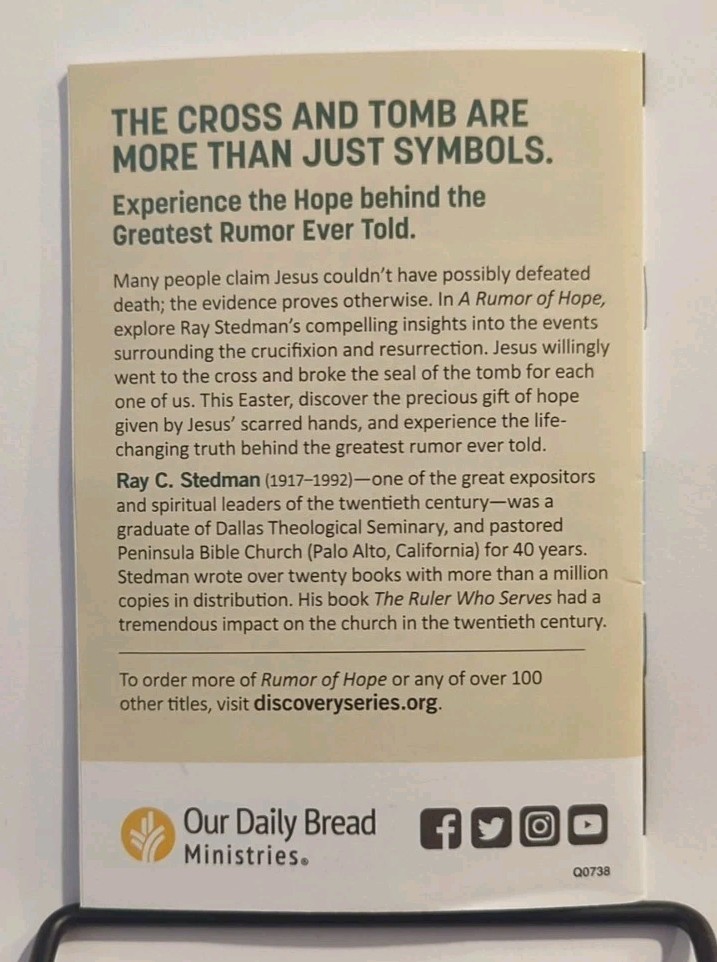 A Rumor of Hope: Good News of Easter by Ray C Stedman (2015, Pamphlet) VG!