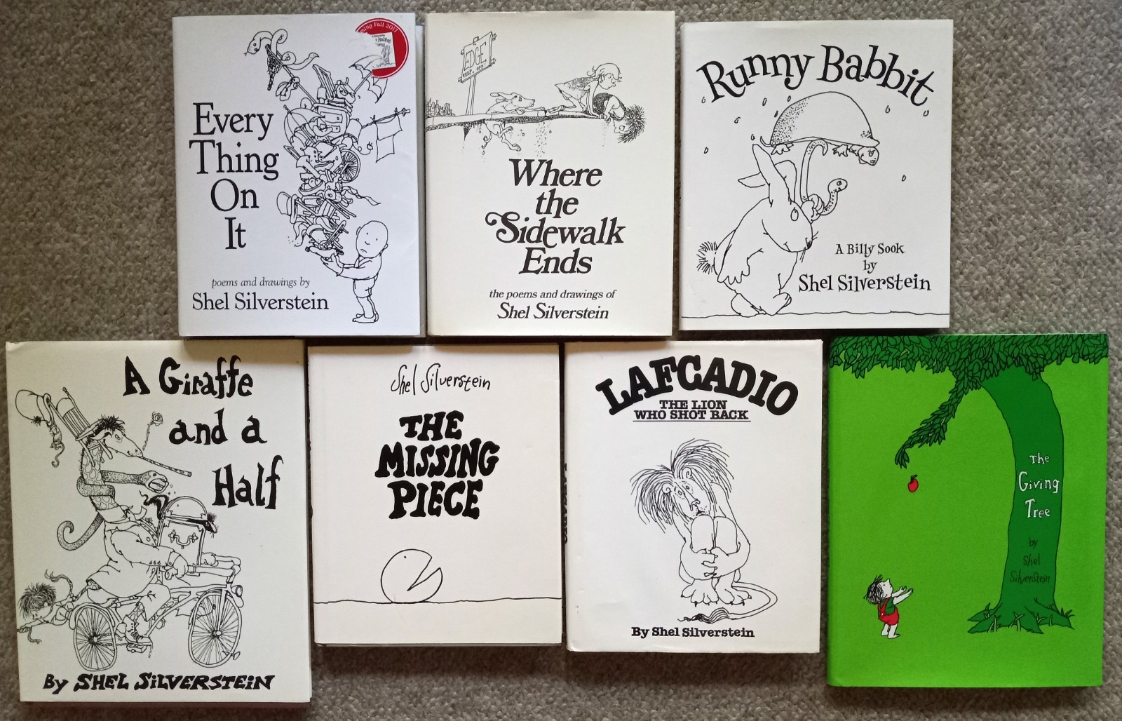 SHEL SILVERSTEIN Hardcover Book Lot of 7 in DJ w/ One 1st Printing