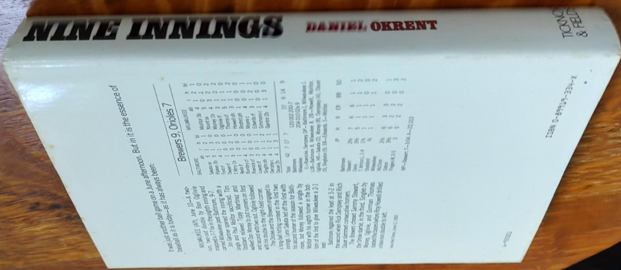 Nine Innings, The Anatomy of Baseball as Seen Through the Playing of Single Game
