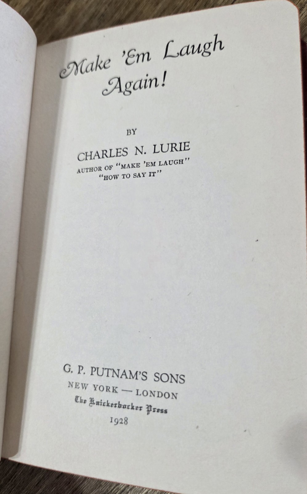 Make ‘Em Laugh Again! 1928 Charles N. Lurie Humor Jokes Vintage Hardcover