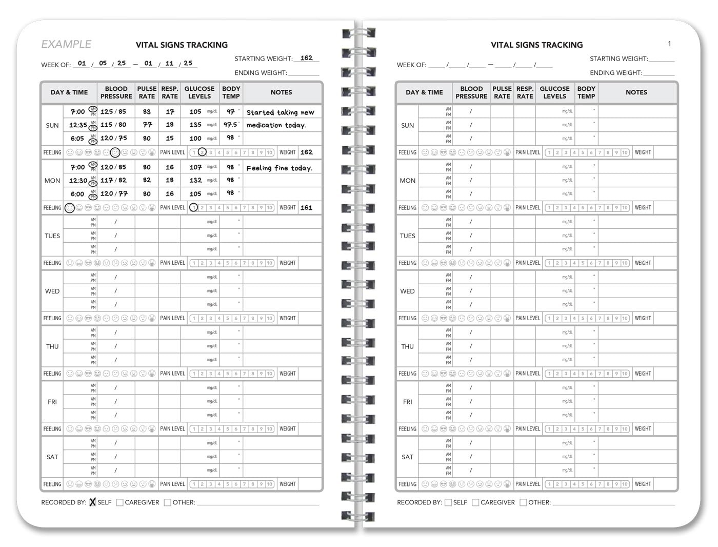 Vital Signs Log Book/Vitals Monitoring Logbook/ 104 Pages Record Book – 6” x …