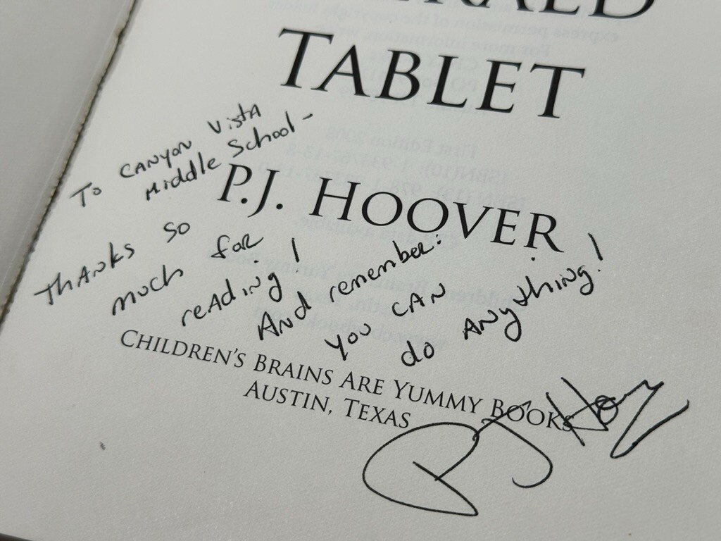 THE EMERALD TABLET, The Forgotten Worlds book 1~ SIGNED by Hoover Books Ex-Lib