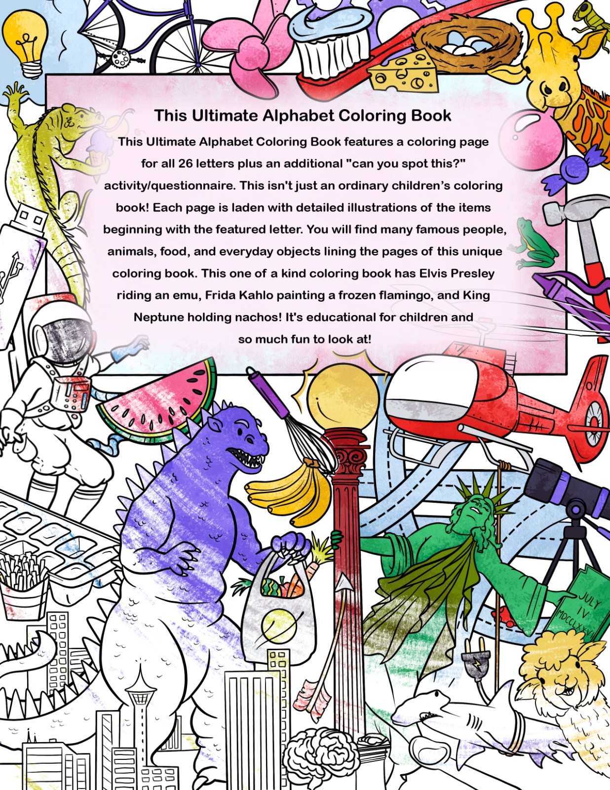 The Ultimate Alphabet Coloring Book 1 By Alannah Dyer- 8.5×11 in. Ages 4-8 Fun