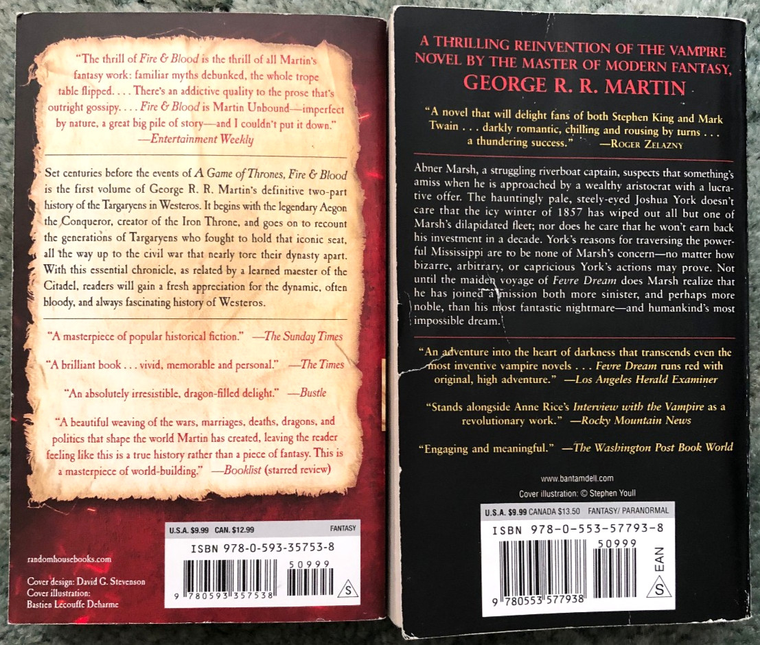 George RR Martin books, Fever Dream & Fire and Blood, paperbacks