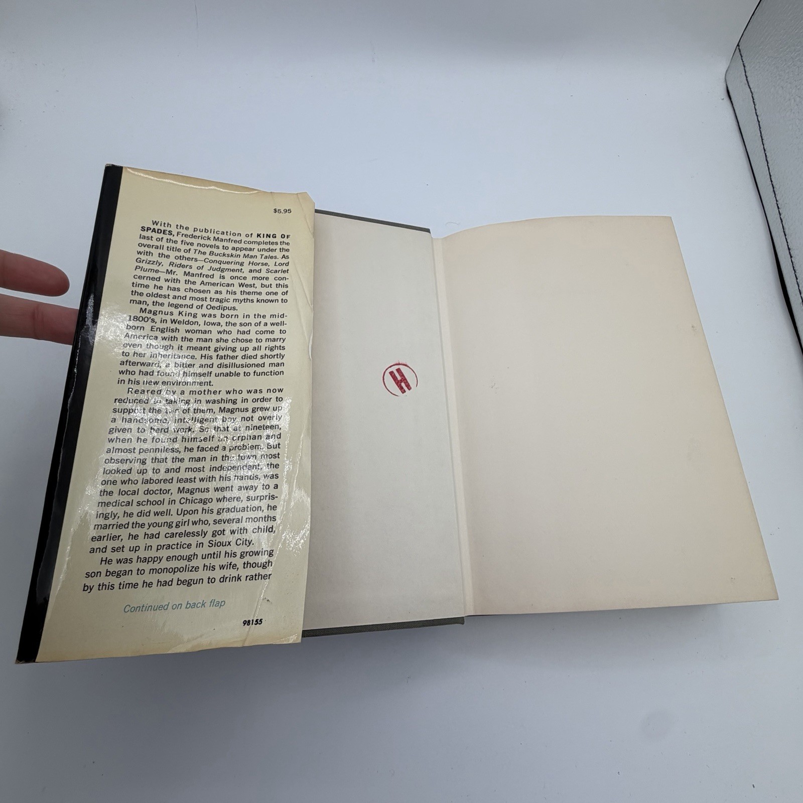 King of Spades by Frederick Manfred HCDJ 1st First Edition Trident Press 1966