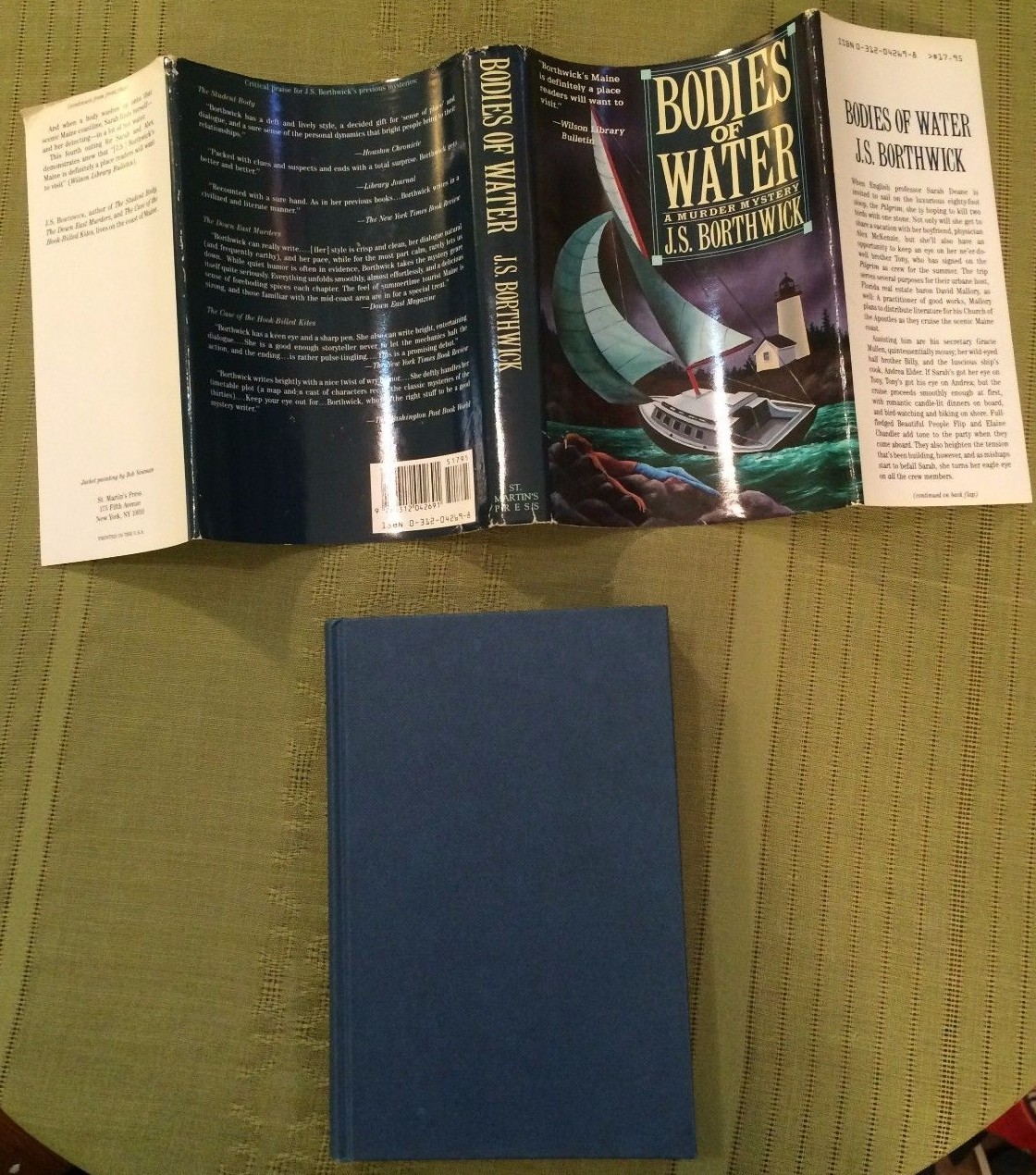 1990 BODIES OF WATER A Murder Mystery By J.S. BORTHWICK Hardcover Book 1st Ed.