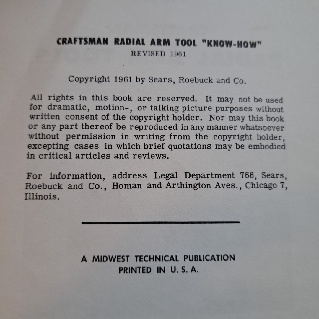 Craftsman VTG Sears MCM Radial Arm Tools Guide Woodworking Projects Illustrated