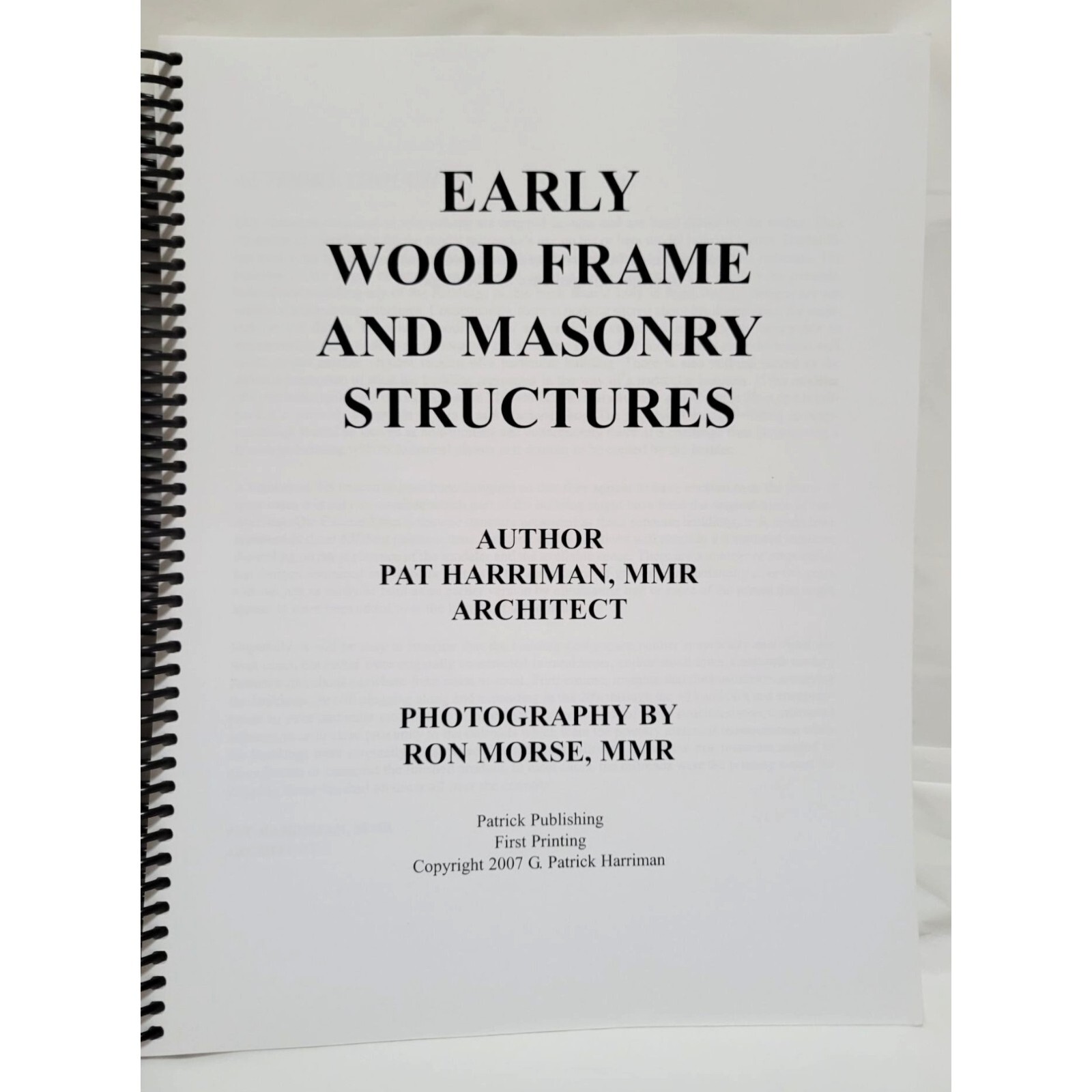 Early Wood Frame And Masonry Structures By Pat Harriman MMR Architect