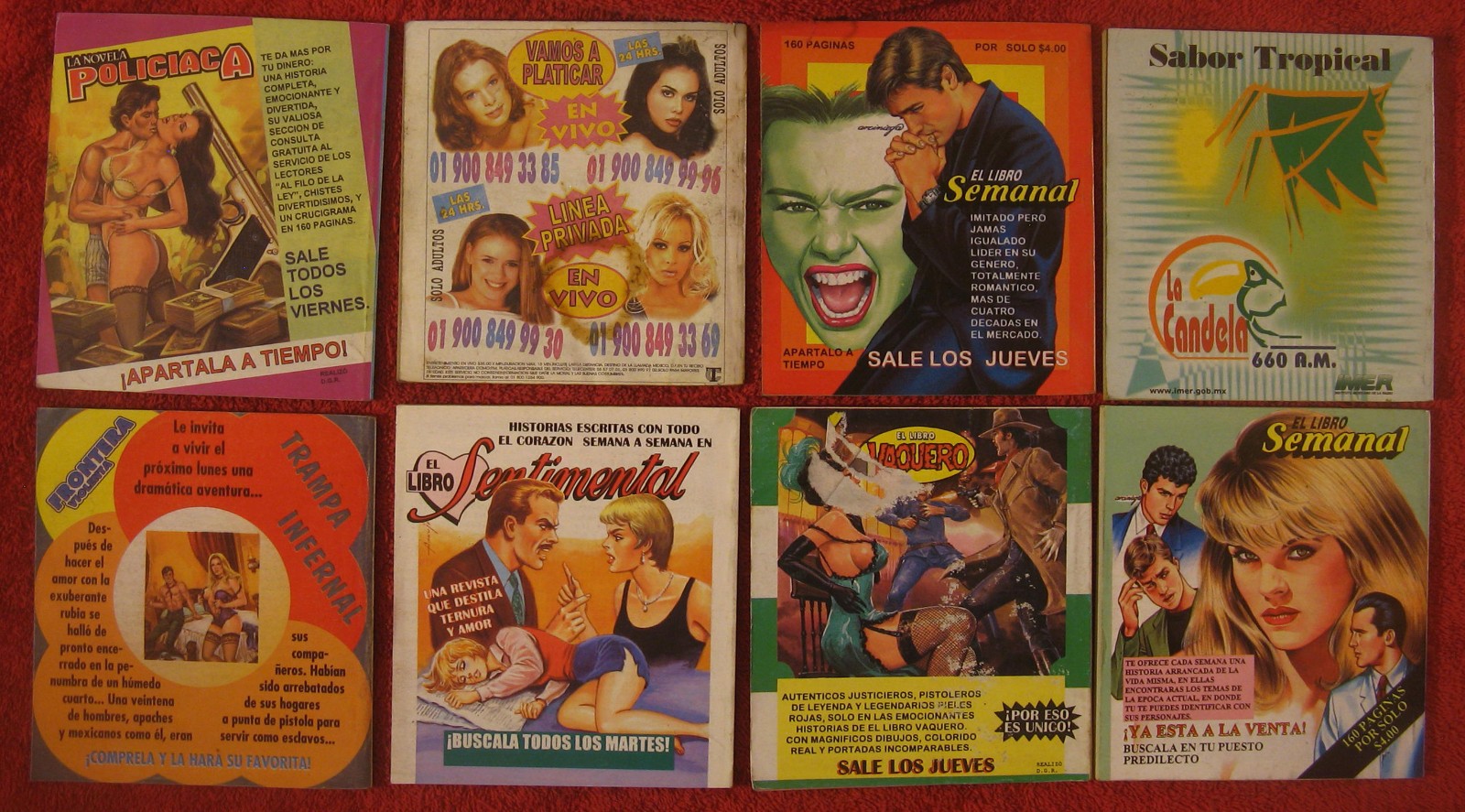FRONTERA VIOLENTA – set de 8 novelas ilustradas, vintage Mexican pulp Westerns