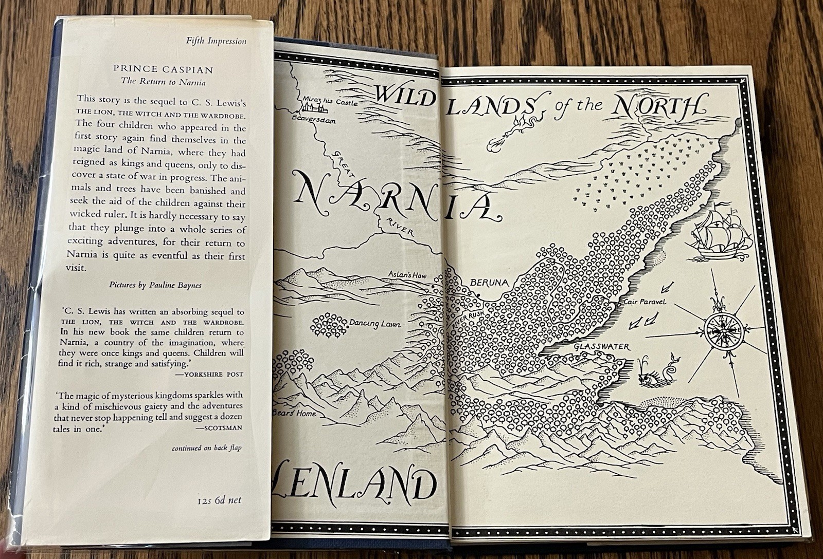 PRINCE CASPIAN : The Return to Narnia : C. S. Lewis : Pauline Baynes : vtg hbdj