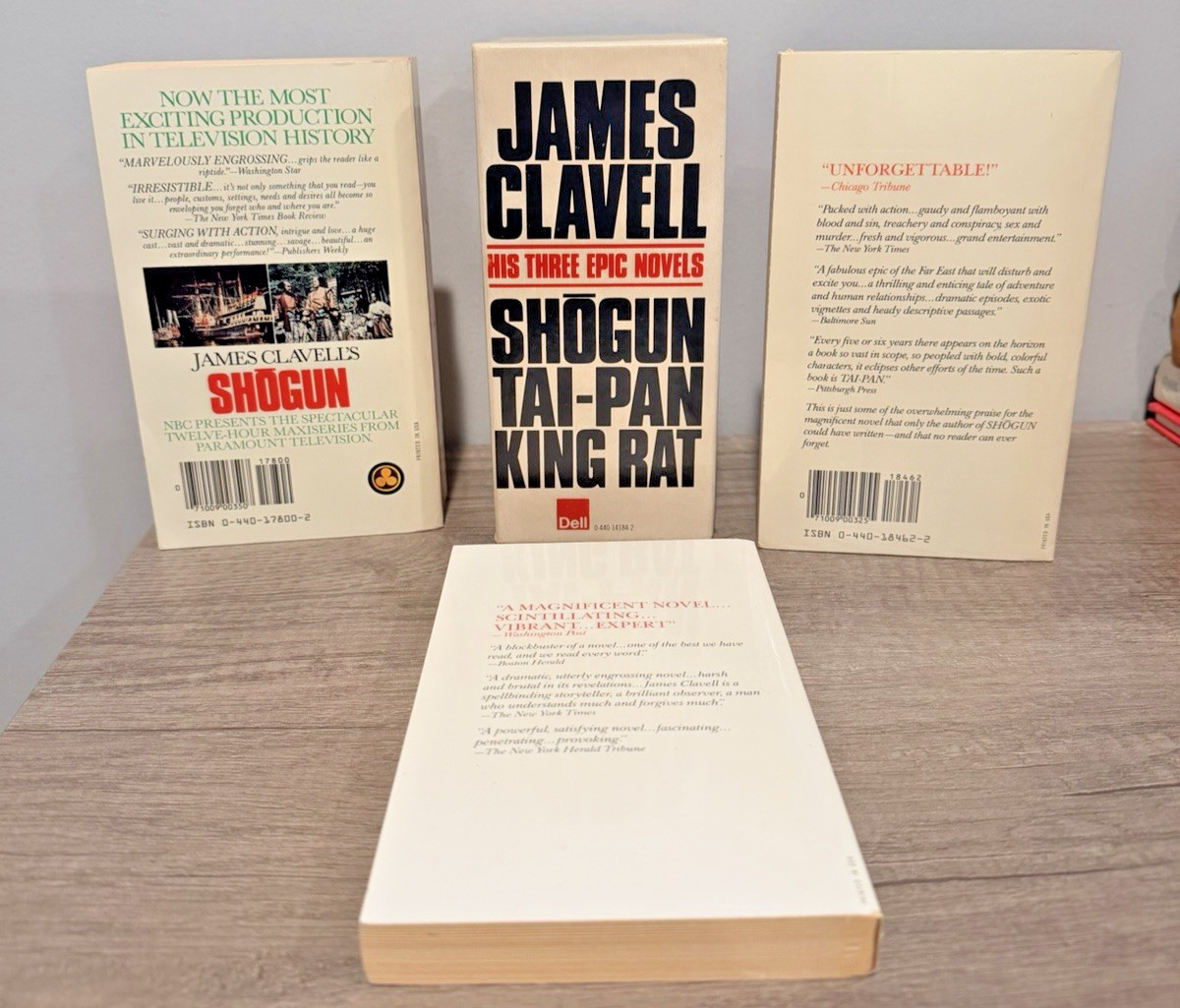 Vtg 1980 James Clavell Three Epic Novels Box Set Shogun Tai-Pan King Rat Case