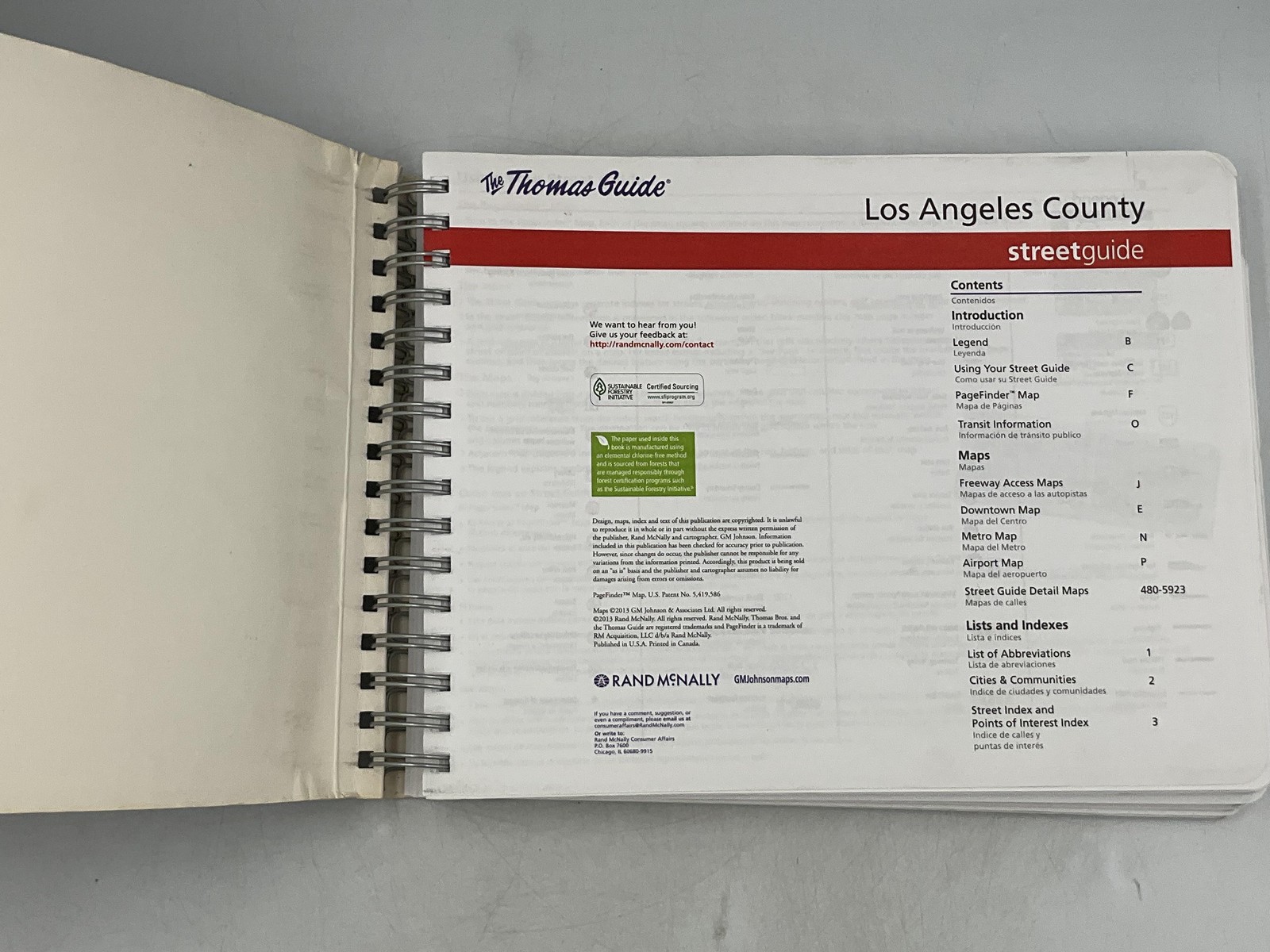Los Angeles & Orange Counties Rand McNally 2013 Ring/Wire Bound Streetguide