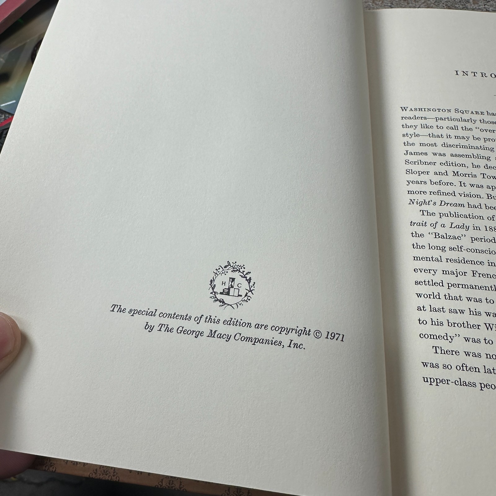 Washington Square by Henry James 1963 Heritage Press in Slipcase