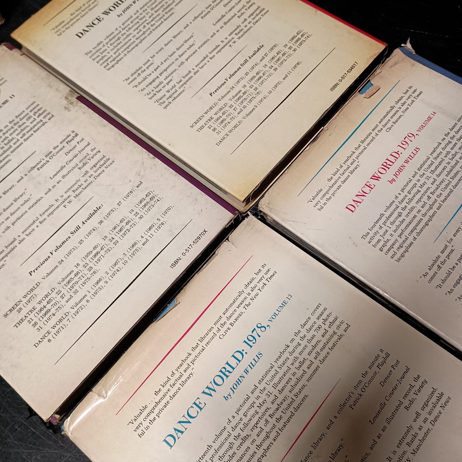 Screen & Theatre World John Willis 1970s Era (10 Book Lot) HCDJ Jackets w/ Wear