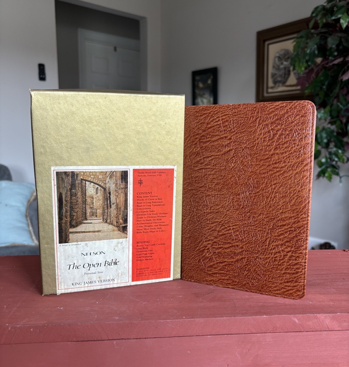 Nelson Open Bible KJV Genuine Cowhide Leather 1975 Personal Size in Box 647BR