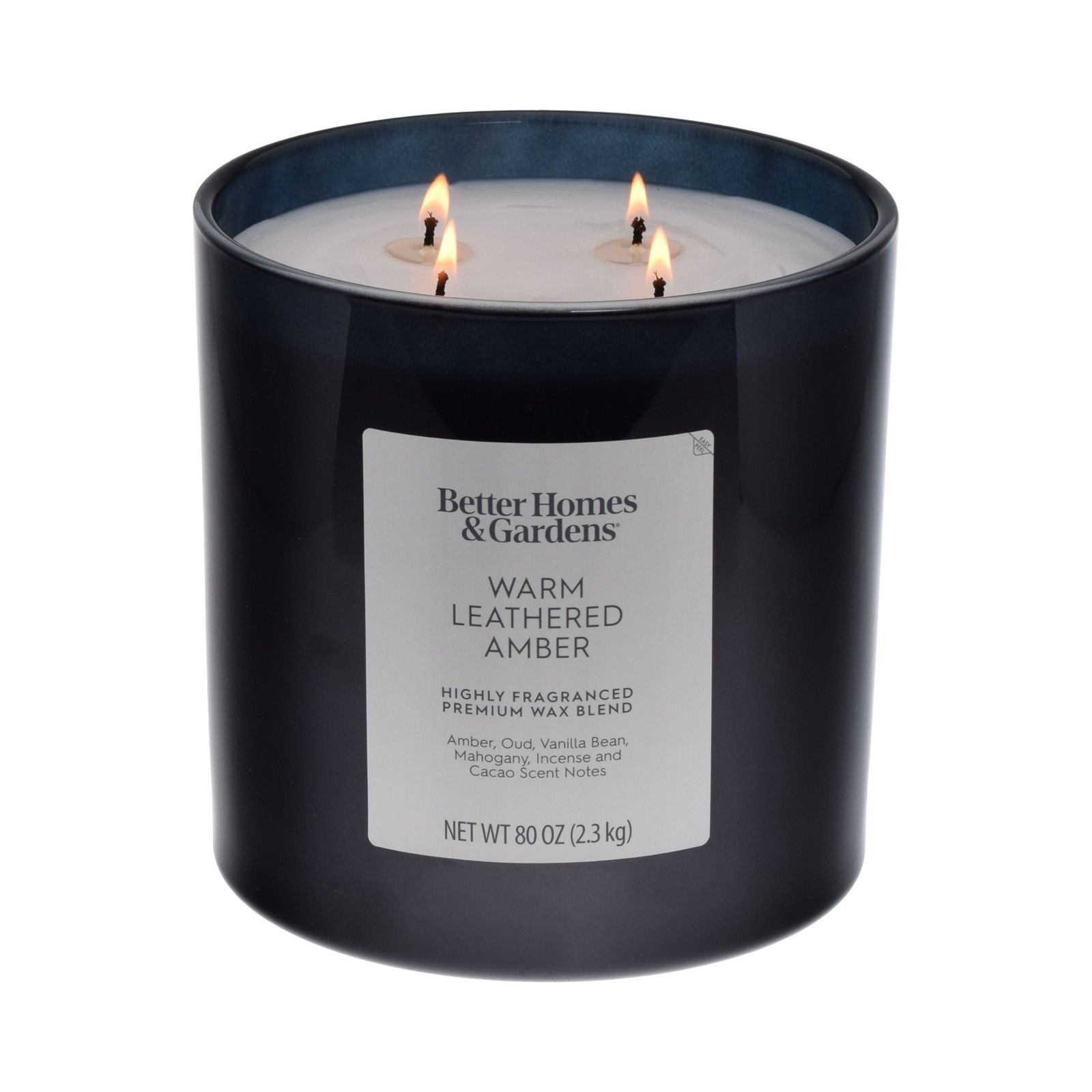 Warm Leathered Amber Scented 4-Wick 80Oz (2.26 Kg) Large Oversized Jar Candle