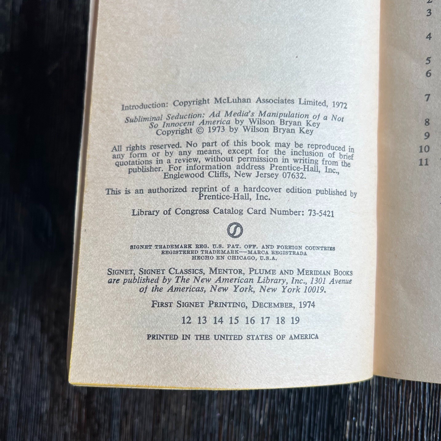 SOLD AS-IS Subliminal Seduction by Wilson Bryan Key 1974 Signet Book Musty Odor