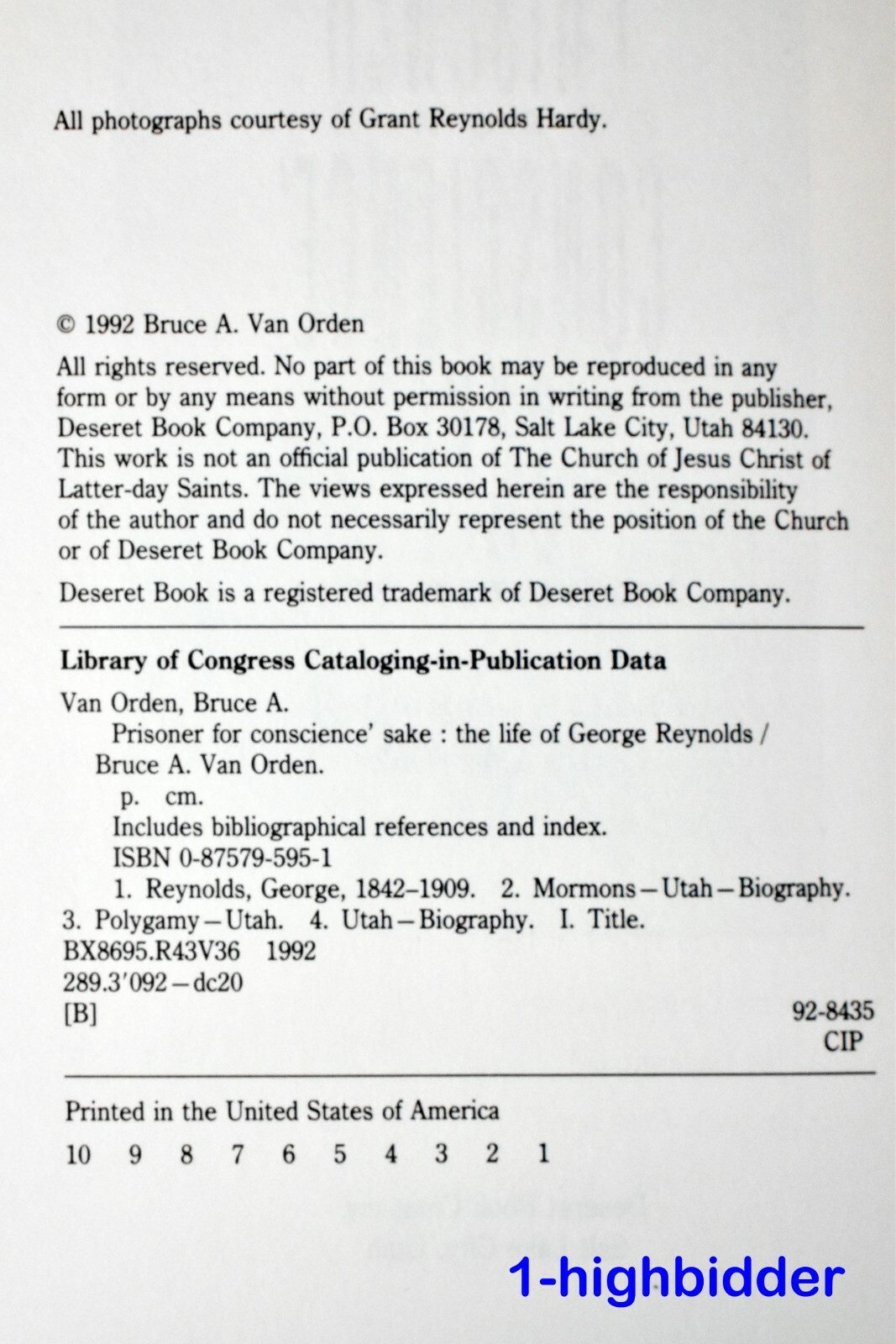 George Reynolds Polygamy Prisoner For Conscience’ Sake LDS Mormon Author G.A.