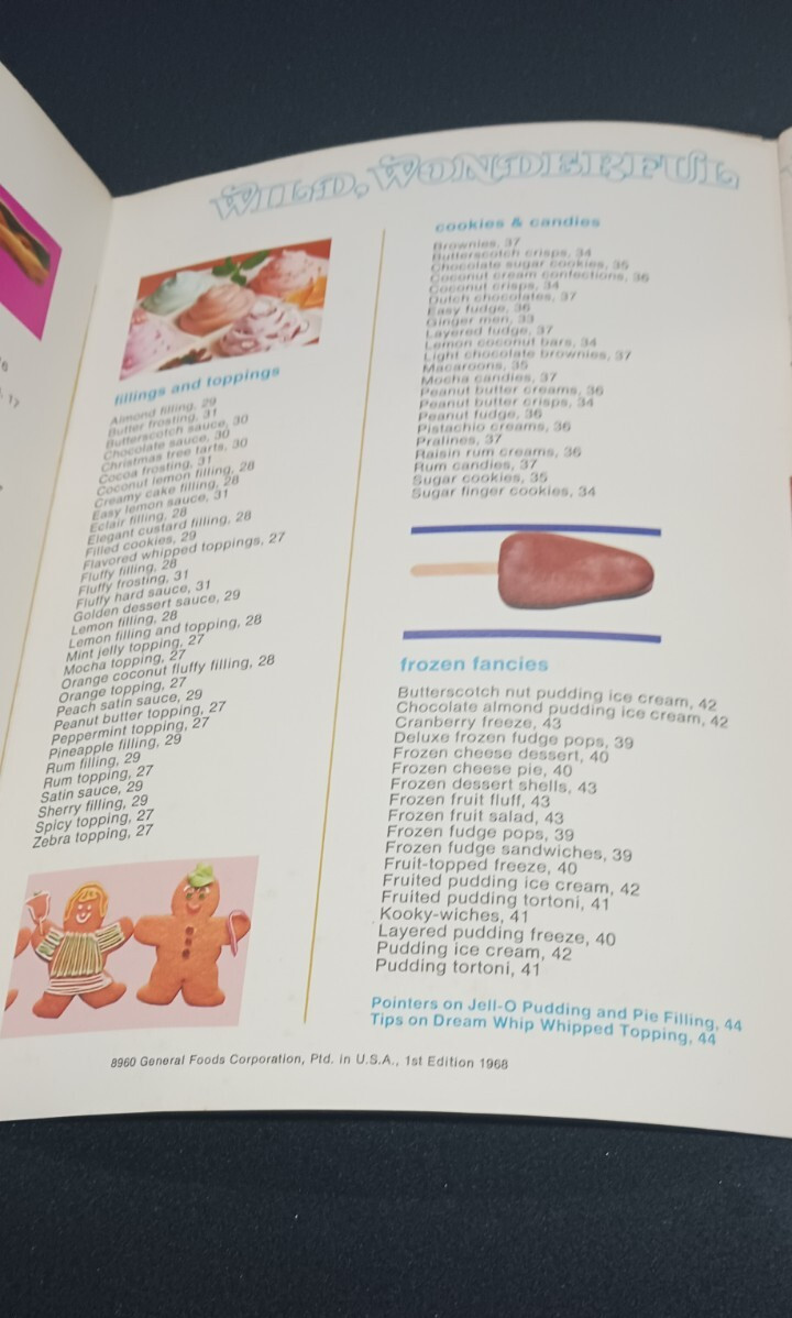 Jell-O Pudding Idea Book 1st Edition 1968 Vintage Cookbook Color Photos 44 Pages