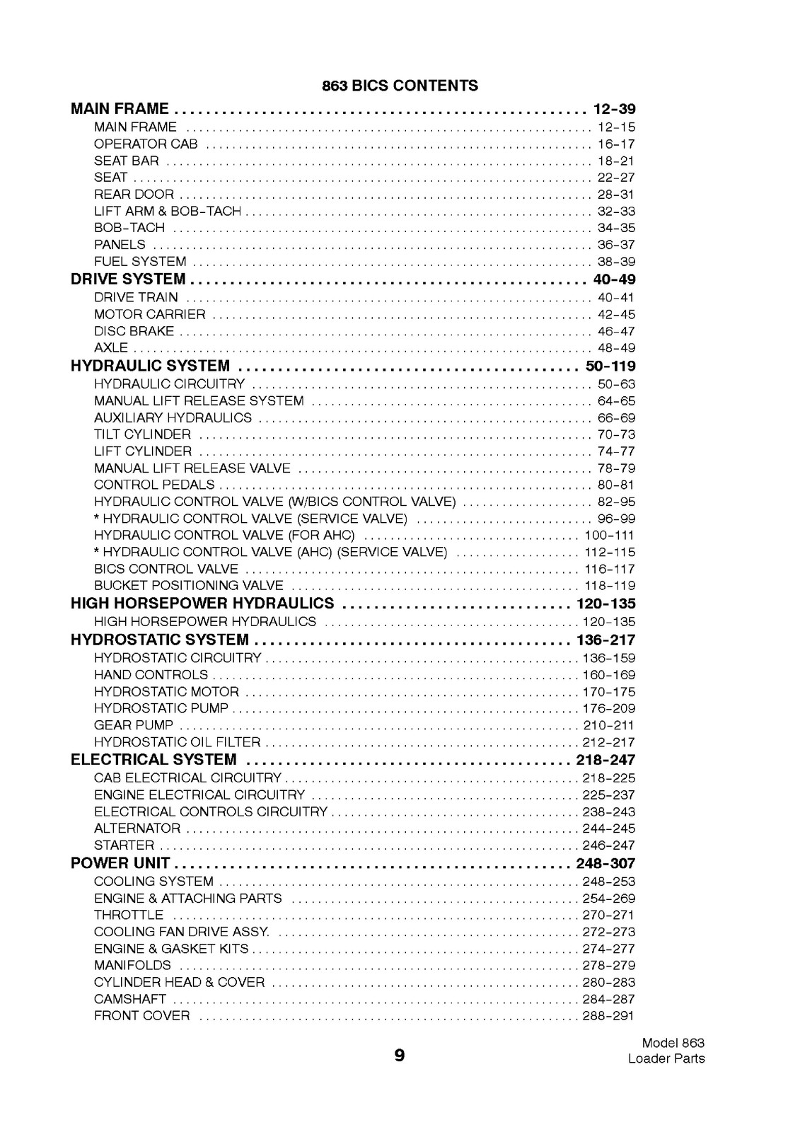 BOBCAT 863 Skid Steer Loader Parts Manual SN 514411001 Up – WIRE BOUND – COVERS