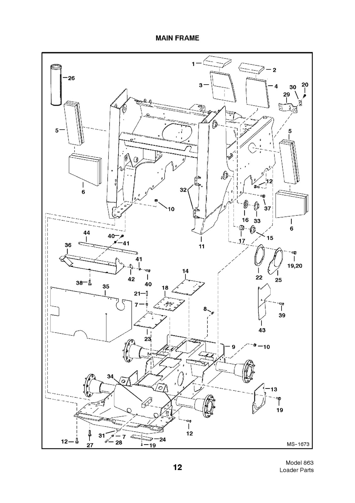 BOBCAT 863 Skid Steer Loader Parts Manual SN 514411001 Up – WIRE BOUND – COVERS