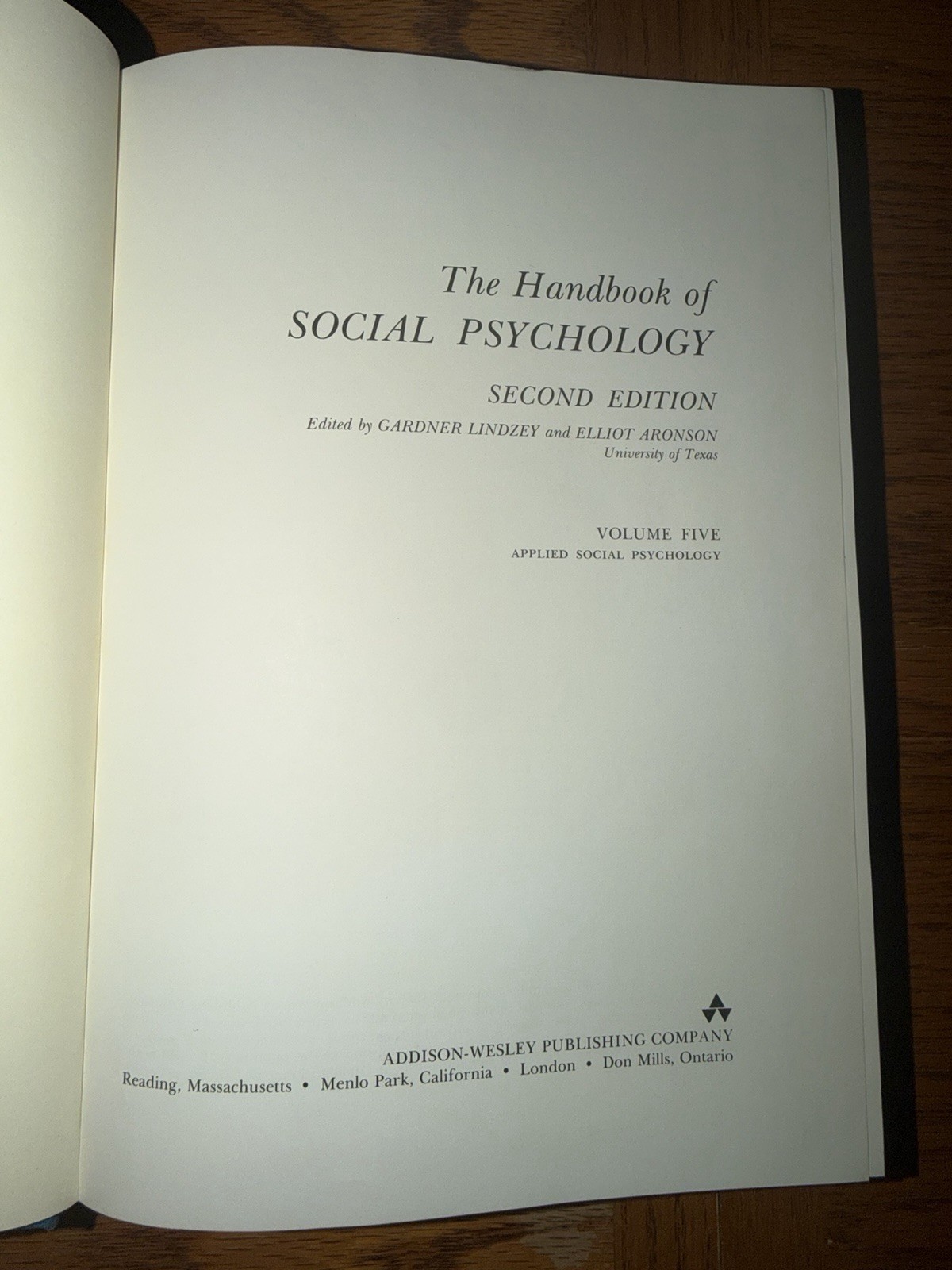 Vintage 1969 The Handbook Of Social Psychology 2nd Ed Volume 5 Hardcover Book