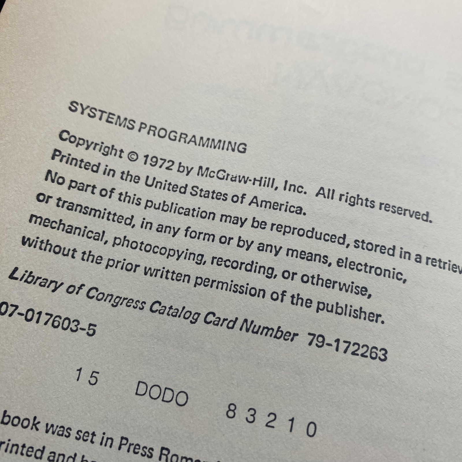 Vintage 1972 Systems Programming John J Donovan McGraw-Hill Gold HC Signed MIT