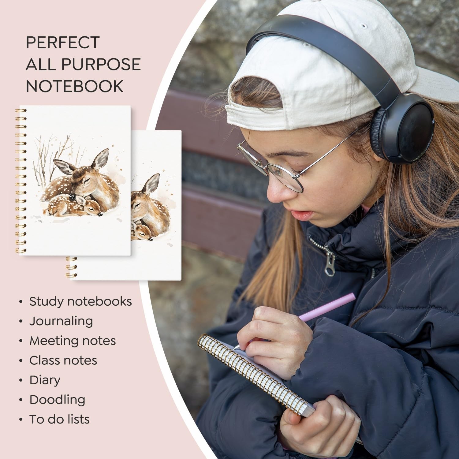 Animal Spiral Notebook, Deer Gifts for Men Journal 5.5×8.3 in