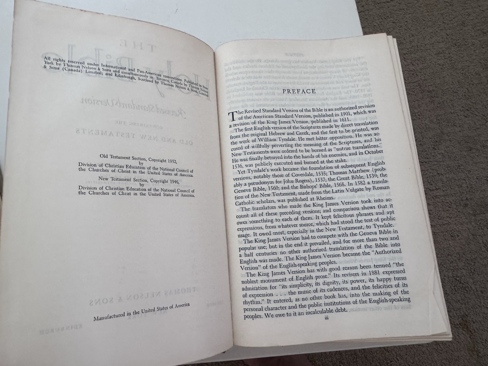 Holy Bible Revised Standard Version RSV 1952 Thomas Nelson Red Hardcover
