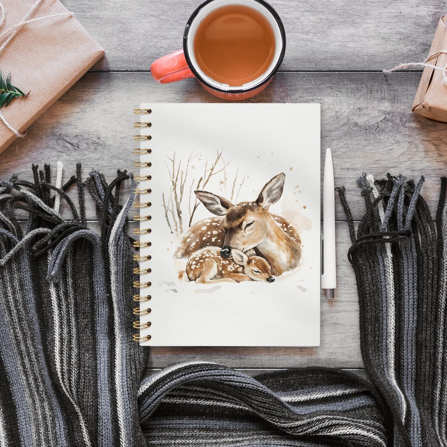 Animal Spiral Notebook, Deer Gifts for Men Journal 5.5×8.3 in